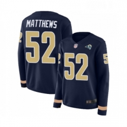 Womens Los Angeles Rams 52 Clay Matthews Limited Navy Blue Therma Long Sleeve Football Jersey