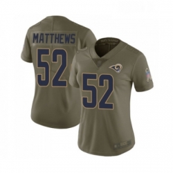 Womens Los Angeles Rams 52 Clay Matthews Limited Olive 2017 Salute to Service Football Jersey