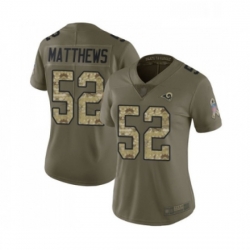 Womens Los Angeles Rams 52 Clay Matthews Limited Olive Camo 2017 Salute to Service Football Jersey