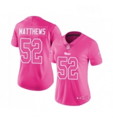 Womens Los Angeles Rams 52 Clay Matthews Limited Pink Rush Fashion Football Jersey