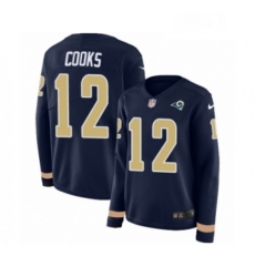 Womens Nike Los Angeles Rams 12 Brandin Cooks Limited Navy Blue Therma Long Sleeve NFL Jersey
