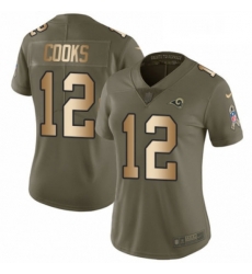 Womens Nike Los Angeles Rams 12 Brandin Cooks Limited OliveGold 2017 Salute to Service NFL Jersey