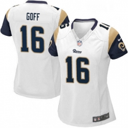 Womens Nike Los Angeles Rams 16 Jared Goff Game White NFL Jersey