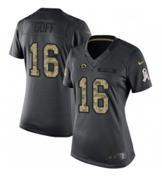 Womens Nike Los Angeles Rams 16 Jared Goff Limited Black 2016 Salute to Service NFL Jersey