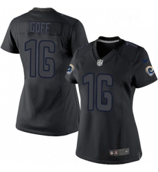 Womens Nike Los Angeles Rams 16 Jared Goff Limited Black Impact NFL Jersey