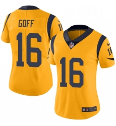 Womens Nike Los Angeles Rams 16 Jared Goff Limited Gold Rush Vapor Untouchable NFL Jersey