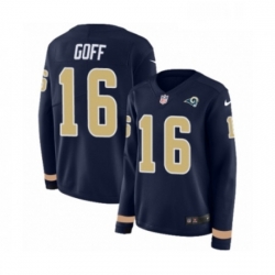 Womens Nike Los Angeles Rams 16 Jared Goff Limited Navy Blue Therma Long Sleeve NFL Jersey