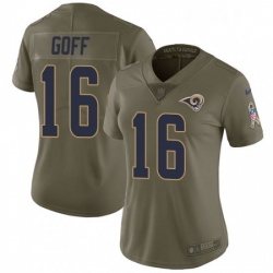 Womens Nike Los Angeles Rams 16 Jared Goff Limited Olive 2017 Salute to Service NFL Jersey