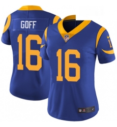 Womens Nike Los Angeles Rams 16 Jared Goff Royal Blue Alternate Vapor Untouchable Limited Player NFL Jersey