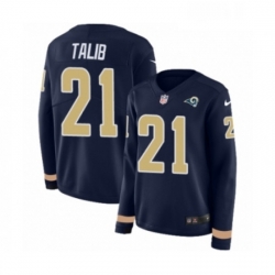 Womens Nike Los Angeles Rams 21 Aqib Talib Limited Navy Blue Therma Long Sleeve NFL Jersey