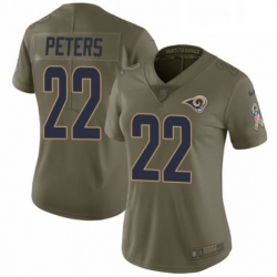 Womens Nike Los Angeles Rams 22 Marcus Peters Limited Olive 2017 Salute to Service NFL Jersey