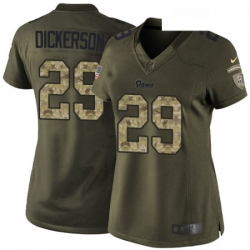 Womens Nike Los Angeles Rams 29 Eric Dickerson Elite Green Salute to Service NFL Jersey