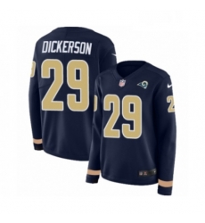 Womens Nike Los Angeles Rams 29 Eric Dickerson Limited Navy Blue Therma Long Sleeve NFL Jersey