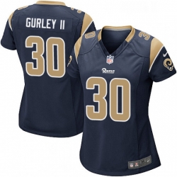 Womens Nike Los Angeles Rams 30 Todd Gurley Game Navy Blue Team Color NFL Jersey