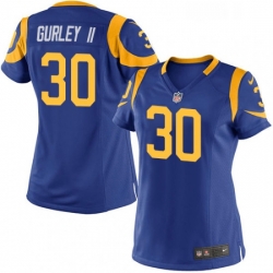Womens Nike Los Angeles Rams 30 Todd Gurley Game Royal Blue Alternate NFL Jersey