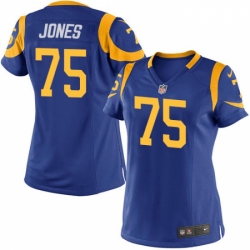 Women's Nike Los Angeles Rams #75 Deacon Jones Game Royal Blue Alternate NFL Jersey