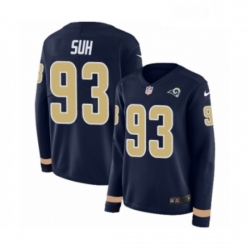 Womens Nike Los Angeles Rams 93 Ndamukong Suh Limited Navy Blue Therma Long Sleeve NFL Jersey