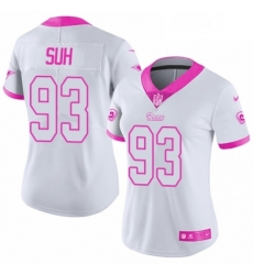 Womens Nike Los Angeles Rams 93 Ndamukong Suh Limited WhitePink Rush Fashion NFL Jersey