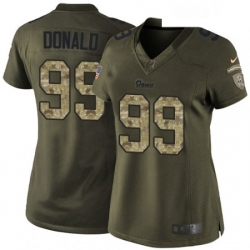 Womens Nike Los Angeles Rams 99 Aaron Donald Elite Green Salute to Service NFL Jersey