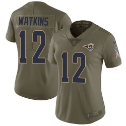 Womens Nike Rams #12 Sammy Watkins Olive  Stitched NFL Limited 2017 Salute to Service Jersey