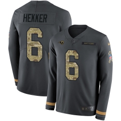 Nike Rams #6 Johnny Hekker Anthracite Salute to Service Youth Long Sleeve Jersey