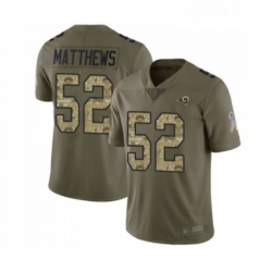 Youth Los Angeles Rams 52 Clay Matthews Limited Olive Camo 2017 Salute to Service Football Jersey