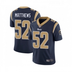 Youth Los Angeles Rams 52 Clay Matthews Navy Blue Team Color Vapor Untouchable Limited Player Football Jersey