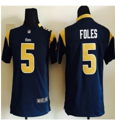 Youth NEW Rams #5 Nick Foles Navy Blue Team Color Stitched NFL Elite Jersey