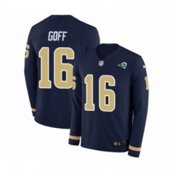 Youth Nike Los Angeles Rams 16 Jared Goff Limited Navy Blue Therma Long Sleeve NFL Jersey