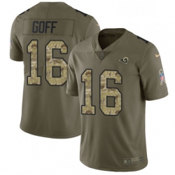 Youth Nike Los Angeles Rams 16 Jared Goff Limited OliveCamo 2017 Salute to Service NFL Jersey