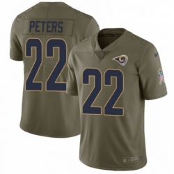 Youth Nike Los Angeles Rams 22 Marcus Peters Limited Olive 2017 Salute to Service NFL Jersey