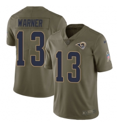 Youth Nike Rams #13 Kurt Warner Olive Stitched NFL Limited 2017 Salute to Service Jersey