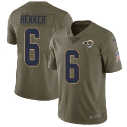 Youth Nike Rams #6 Johnny Hekker Olive Stitched NFL Limited 2017 Salute to Service Jersey