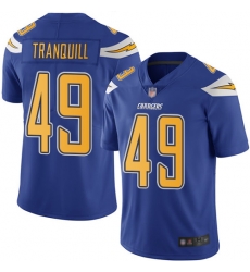 Chargers 49 Drue Tranquill Electric Blue Men Stitched Football Limited Rush Jersey