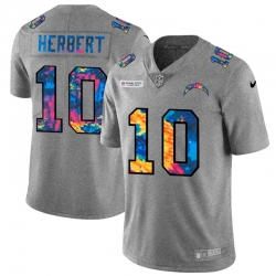 Los Angeles Chargers 10 Justin Herbert Men Nike Multi Color 2020 NFL Crucial Catch NFL Jersey Greyheather
