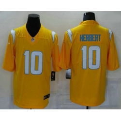 Men Los Angeles Chargers 10 Justin Herbert Gold 2021 Inverted Legend Stitched NFL Nike Limited Jersey