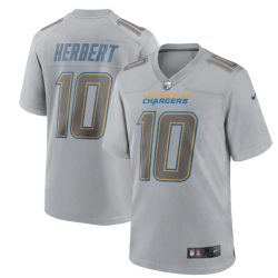 Men Los Angeles Chargers 10 Justin Herbert Grey Atmosphere Fashion Stitched Game Jersey