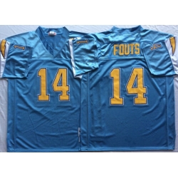 Men Los Angeles Chargers 14 Dan Fouts Light Blue M&N Throwback Jersey