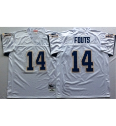 Men Los Angeles Chargers 14 Dan Fouts White M&N Throwback Jersey