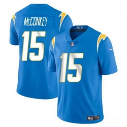 Men Los Angeles Chargers 15 Ladd McConkey Light Blue 2024 Draft Vapor Limited Stitched Football Jersey