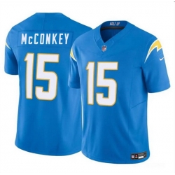 Men Los Angeles Chargers 15 Ladd McConkey Light Blue 2024 F U S E Draft Vapor Limited Stitched Football Jersey