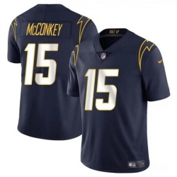 Men Los Angeles Chargers 15 Ladd McConkey Navy 2024 Draft Vapor Limited Stitched Football Jersey