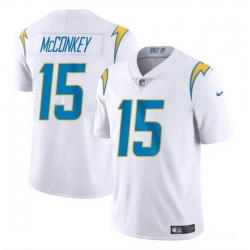 Men Los Angeles Chargers 15 Ladd McConkey White 2024 Draft Vapor Limited Stitched Football Jersey