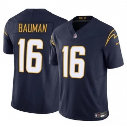 Men Los Angeles Chargers 16 Casey Bauman Navy 2024 F U S E Vapor Limited Stitched Football Jersey