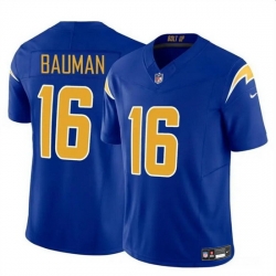Men Los Angeles Chargers 16 Casey Bauman Royal 2024 F U S E Vapor Limited Stitched Football Jersey