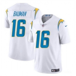 Men Los Angeles Chargers 16 Casey Bauman White 2024 Vapor Limited Stitched Football Jersey