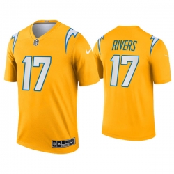 Men Los Angeles Chargers 17 Philip Rivers Inverted Legend Gold Jersey