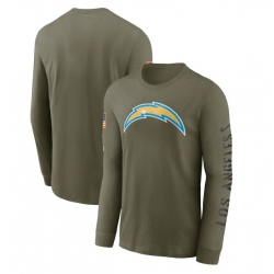 Men Los Angeles Chargers 2022 Olive Salute To Service Long Sleeve T Shirt