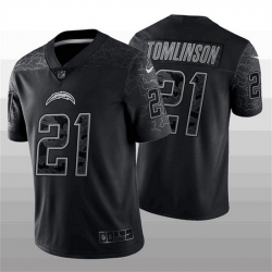 Men Los Angeles Chargers 21 LaDainian Tomlinson Black Reflective Limited Stitched Football Jersey