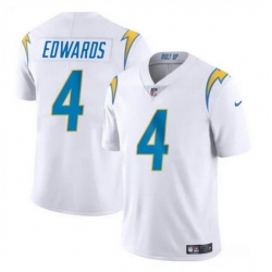 Men Los Angeles Chargers 4 Gus Edwards White Vapor Limited Stitched Football Jersey